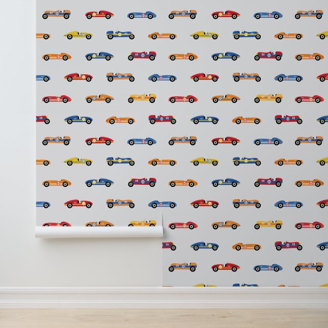 Retro Race Car Peel & Stick Behang (Applicatie)