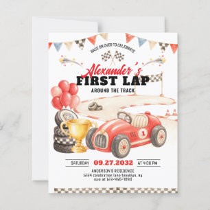 Retro raceauto eerste ronde rond het parcours verj