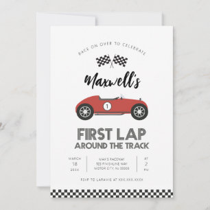 Retro raceauto eerste ronde rond het parcours verj kaart