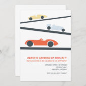Retro Racecar Invitations de fête d'anniversaire (Devant / Derrière)