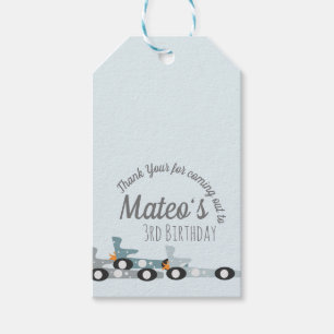 Retro Racing Cars Maan Sterren Derde Verjaardag Cadeaulabel