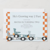 Retro Racing Cars Moon Stars Birthday Party Kaart (Voorkant)