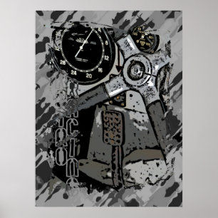 Retro Racing - grijze spieren Poster