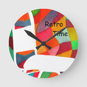 "Retro Rad" Art Wall Klock Round Ronde Klok
