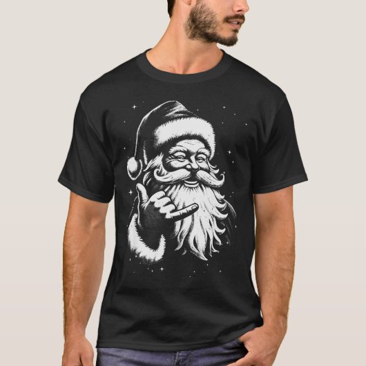 Retro Rad Christmas Mele Kalikimaka Santa Shaka Ha T-shirt (Voorkant)