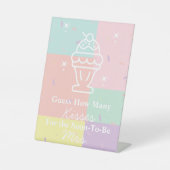 Retro raden hoeveel kussen spel reclamebord met voetstuk (Voorkant)