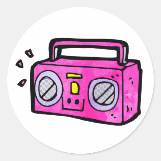 Retro Radio Boombox Ronde Sticker
