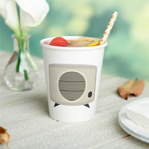Retro  radio Mid-Century Modern Audio Papieren Bekers