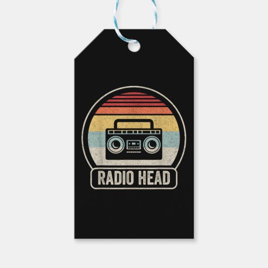 Retro  radiokop cadeaulabel (Voorkant)