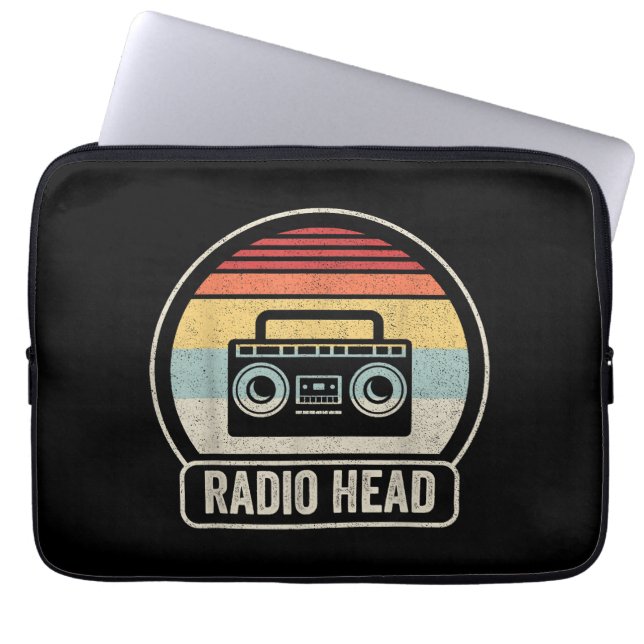Retro  radiokop laptop sleeve (Voorkant)