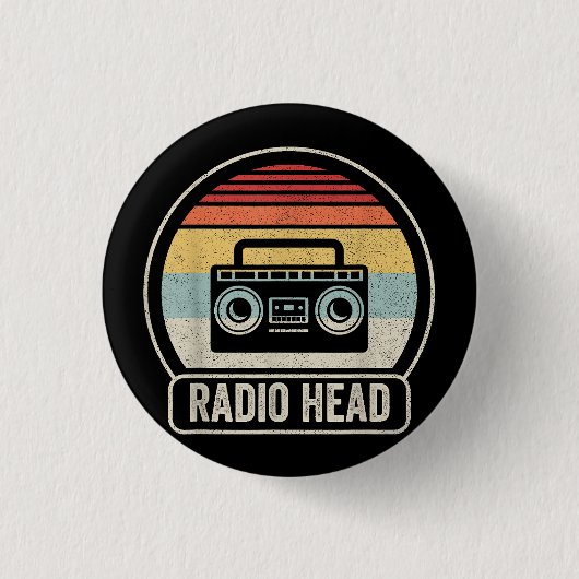 Retro radiokop ronde button 3,2 cm (Voorkant)
