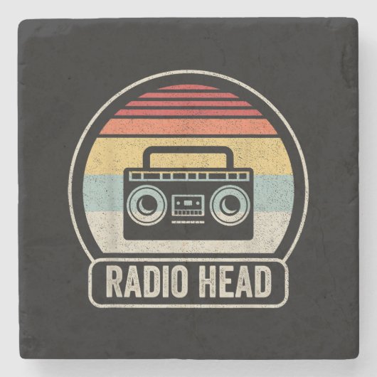 Retro radiokop stenen onderzetter (Voorkant)