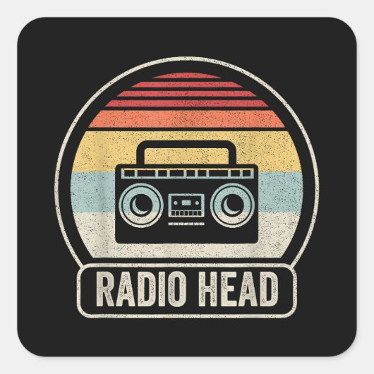 Retro  radiokop vierkante sticker (Voorkant)
