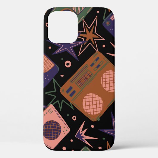 Retro-radio's, bandrecorderpatroon. Case-Mate iPhone case (Achterkant)