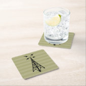 Retro radiotoren vierkante kartonnen onderzetter (Insitu)