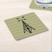 Retro radiotoren vierkante kartonnen onderzetter (Schuin)