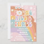 Retro Rainbow 3rd Birthday Invitation (Devant)