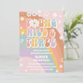 Retro Rainbow 3rd Birthday Invitation (Debout devant)