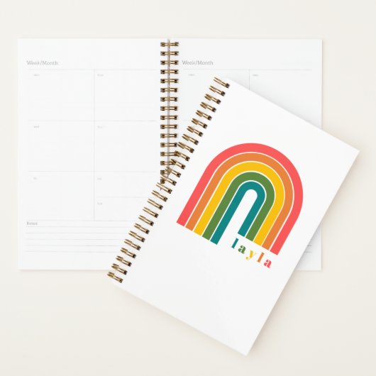 Retro Rainbow 5 Letter-naam op maat Planner (Display)