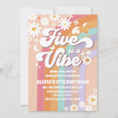 Retro Rainbow 5th Birthday Invitation (Devant)
