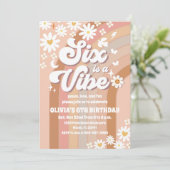 Retro Rainbow 6th Birthday Invitation (Debout devant)