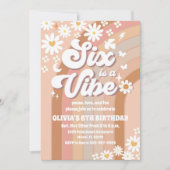 Retro Rainbow 6th Birthday Invitation Kaart (Voorkant)