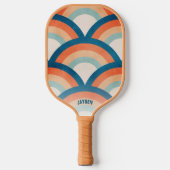 Retro Rainbow aangepaste tekst Pickleball Paddle (Voorkant)