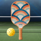 Retro Rainbow aangepaste tekst Pickleball Paddle