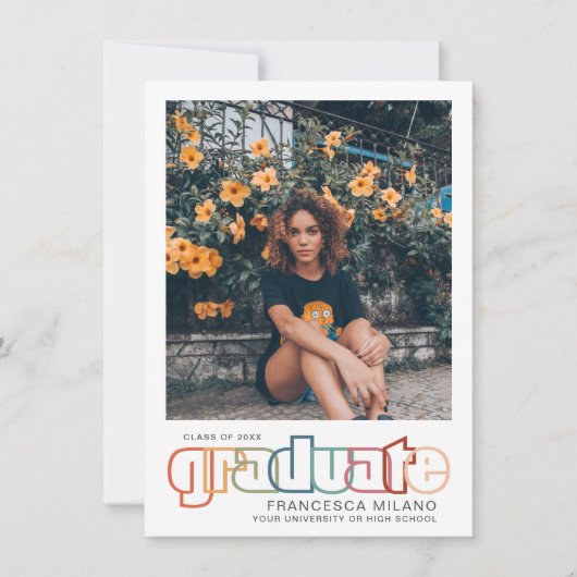 retro | Rainbow Afstuderen foto aankondiging (Voorkant)