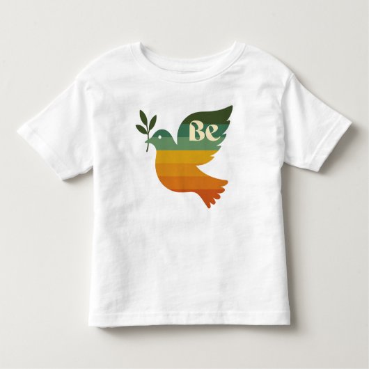Retro Rainbow Be Peace Dove Toddler Tshirt (Devant)