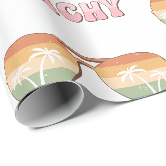 Retro Rainbow Beachy-zonnebril met palmbomen Cadeaupapier (Rol Hoek)
