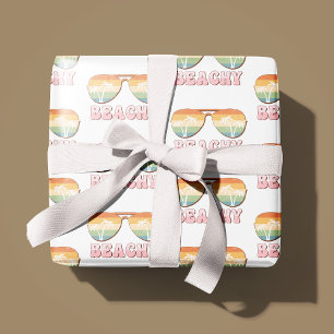 Retro Rainbow Beachy-zonnebril met palmbomen Cadeaupapier