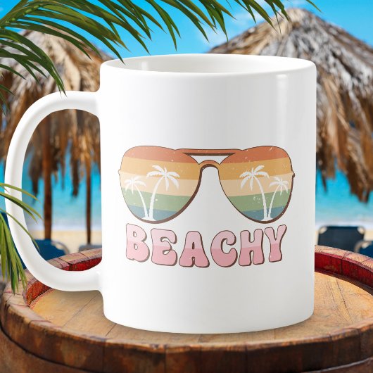 Retro Rainbow Beachy-zonnebril met palmbomen Koffiemok