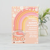 Retro Rainbow Birthday Invitation Kaart (Staand voorkant)