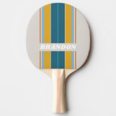 Retro Rainbow Board Stripes met naam Tafeltennisbatje (Voorkant)