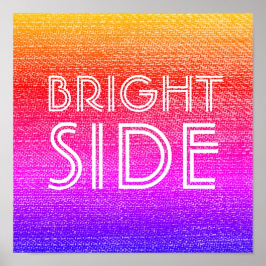 Retro Rainbow Bright Side Happy Motivatie Poster (Voorkant)