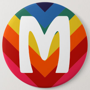 Retro Rainbow Chevron Monogram Ronde Button 6,0 Cm
