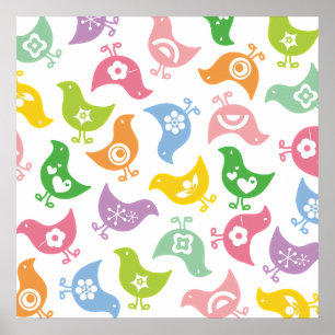Retro Rainbow Chicken Color Fun Custom Poster