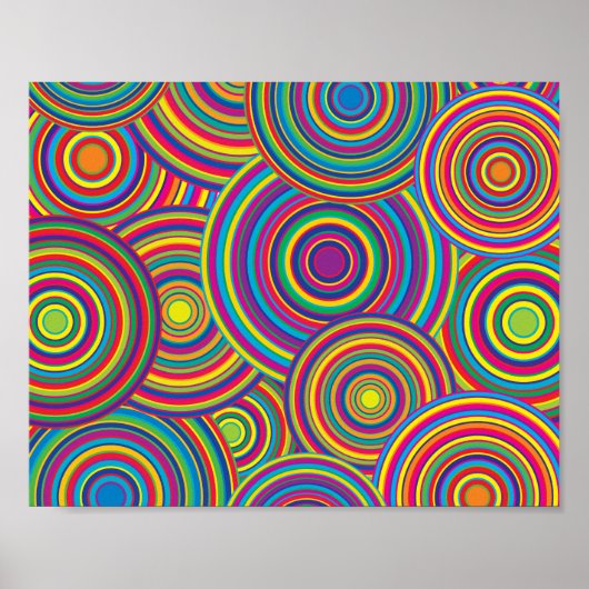 Retro Rainbow Circles Patroon Poster (Voorkant)