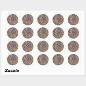 Retro Rainbow Circles Patroon Ronde Sticker (Vel)