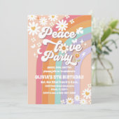 Retro Rainbow Daisy Birthday Invitation (Debout devant)