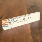 Retro Rainbow Daisy plaque de nom du bureau de l'e (Taille)