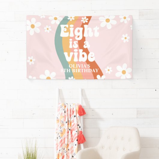 Retro Rainbow Eight is een Vibe Daisy 8TH Spandoek (Insitu)