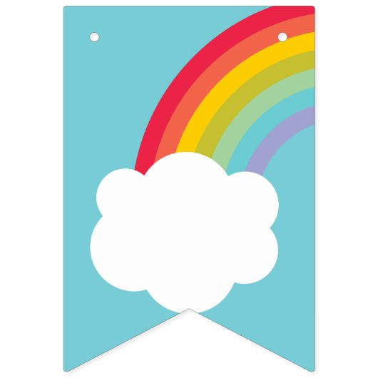 Retro Rainbow en Clouds Happy Birthday Vlaggetjes (Eerste vlag)