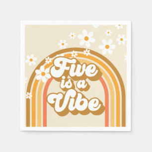 Retro Rainbow FIVE is a Vibe Groovy 5e verjaardag Servet