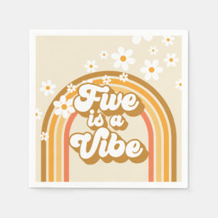 Retro Rainbow FIVE is a Vibe Groovy 5e verjaardag Servet