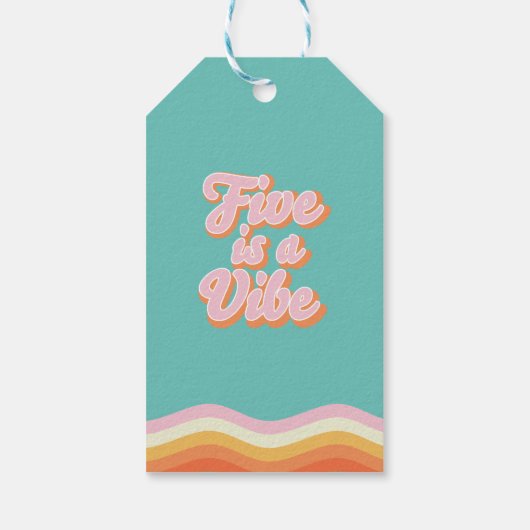 Retro Rainbow FIVE is een Vibe Groovy 5e verjaarda Cadeaulabel (Achterkant)