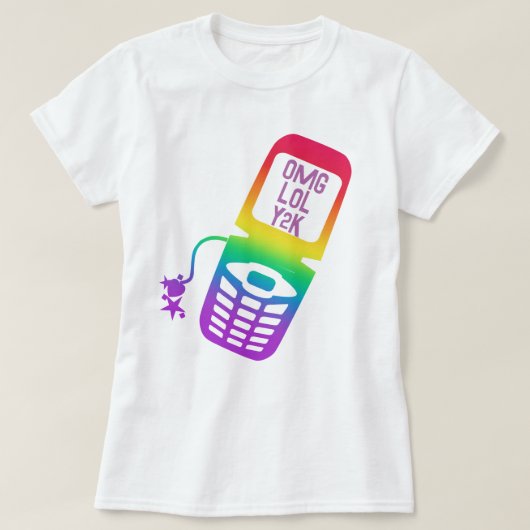 Retro Rainbow Flip Telefoon T-Shirt (Design voorkant)