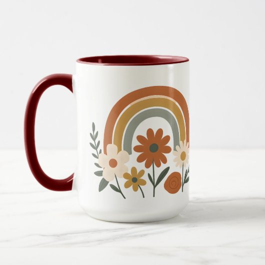 Retro Rainbow Floral Ceramic Mug (Gauche)