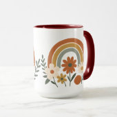 Retro Rainbow Floral Ceramic Mug (Devant droit)